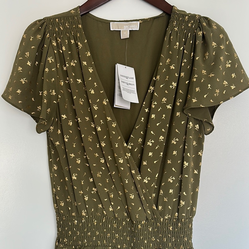 Michael Michael KORS Olive Green Floral Women's Dress